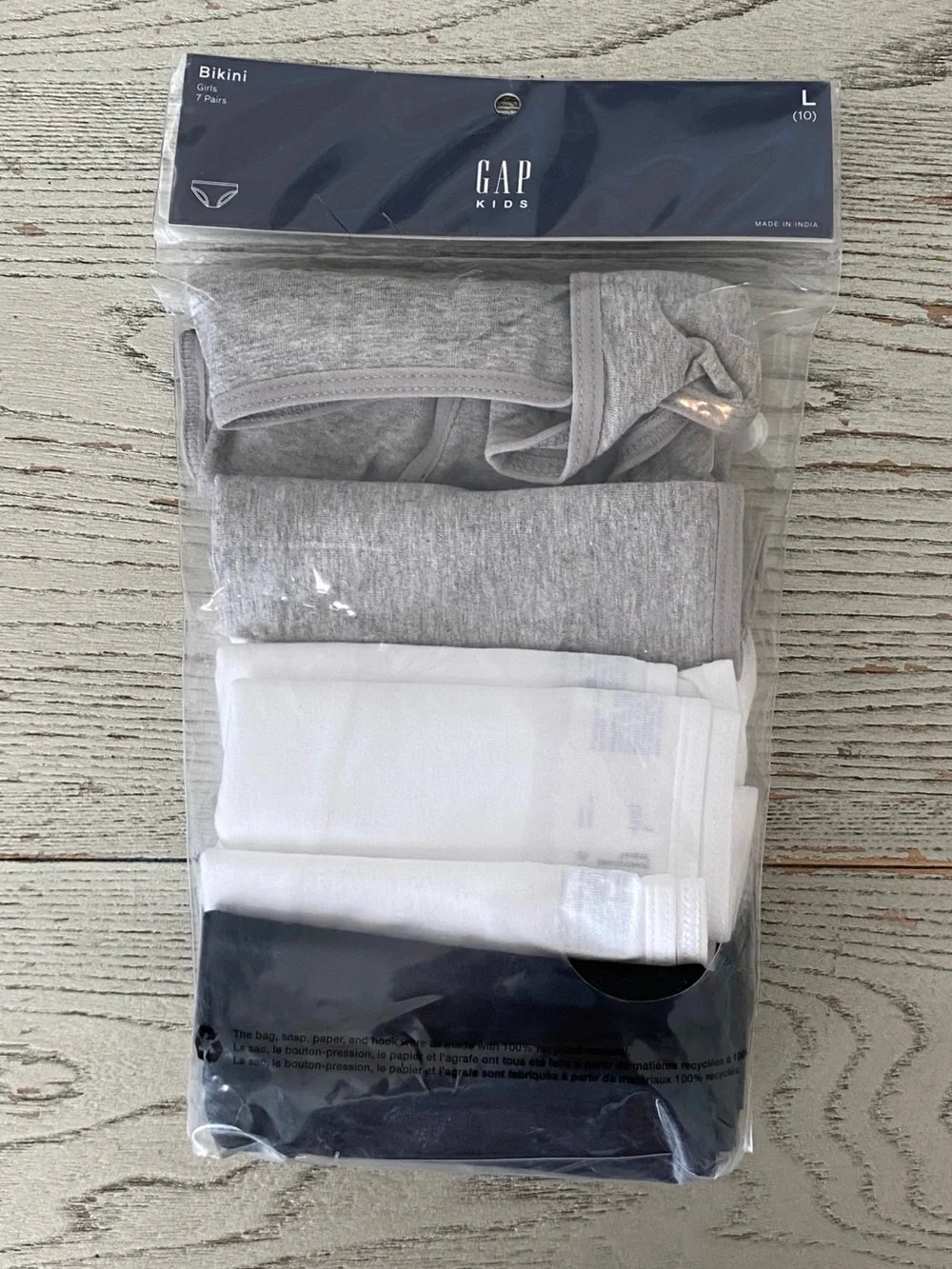 GAP Kids Bikini Briefs Pack - Gray, White & Black